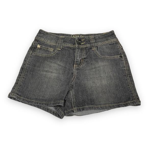 Zana Di Girls Short Size 14 Black Denim Bling Flap Pockets Jean - Picture 1 of 6